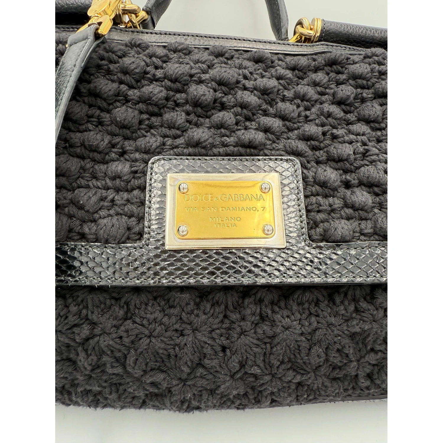 DOLCE & GABBANA Sicily Python and Macramé Handbag