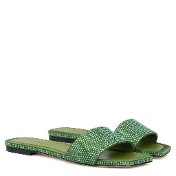 Green Satin Crystal Clovis Flat
