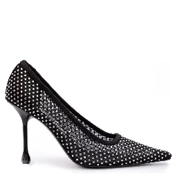 Black Mesh Satin Crystal Ixia 95 Pumps