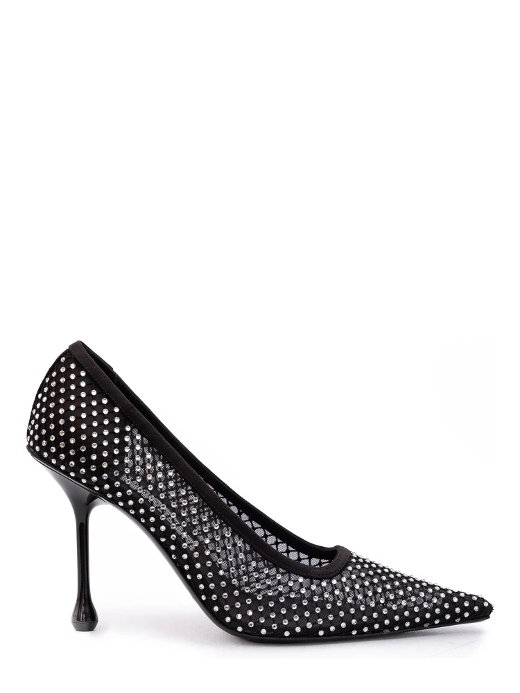 Black Mesh Satin Crystal Ixia 95 Pumps