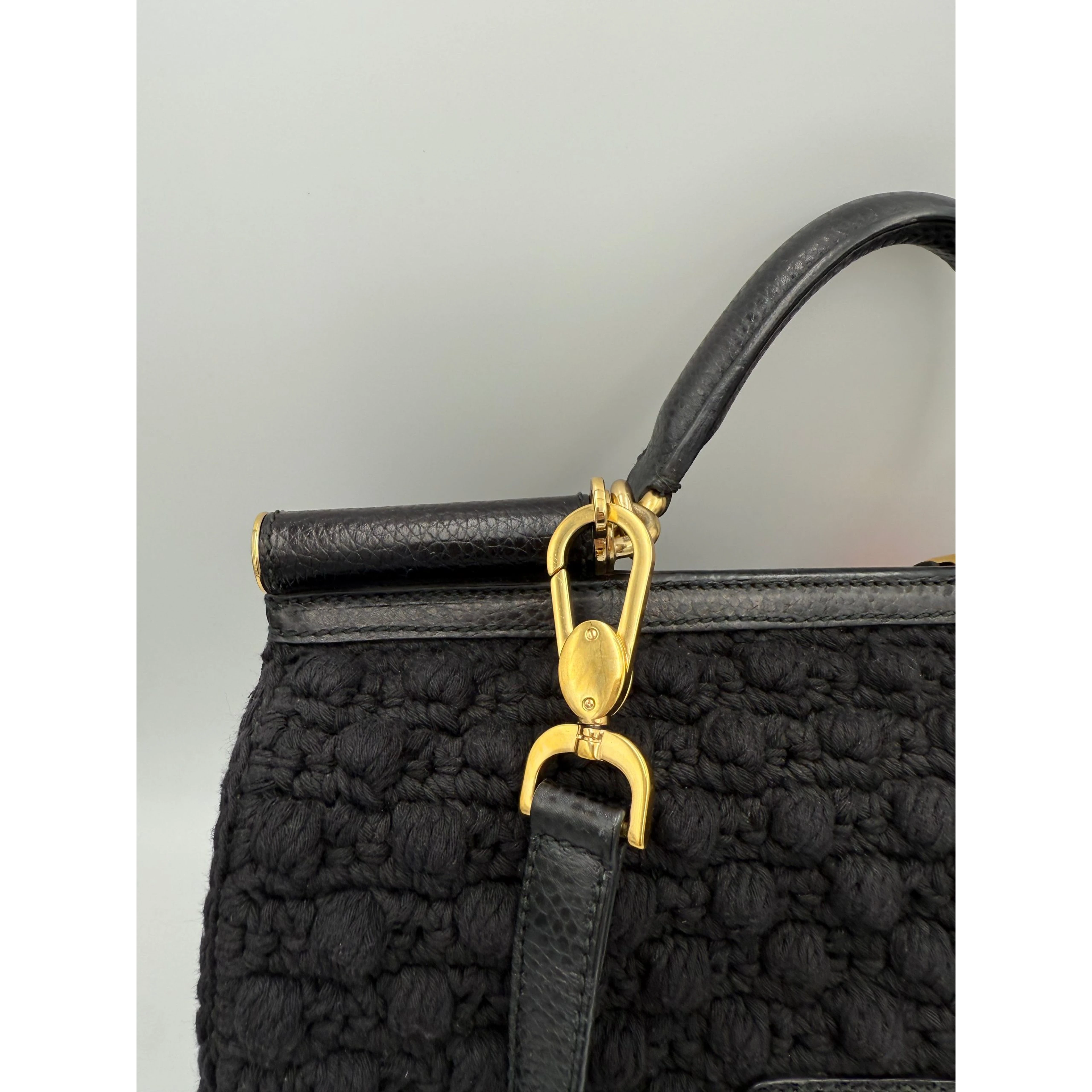 DOLCE & GABBANA Sicily Python and Macramé Handbag