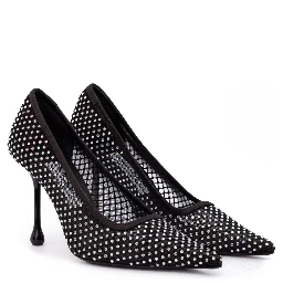 Black Mesh Satin Crystal Ixia 95 Pumps