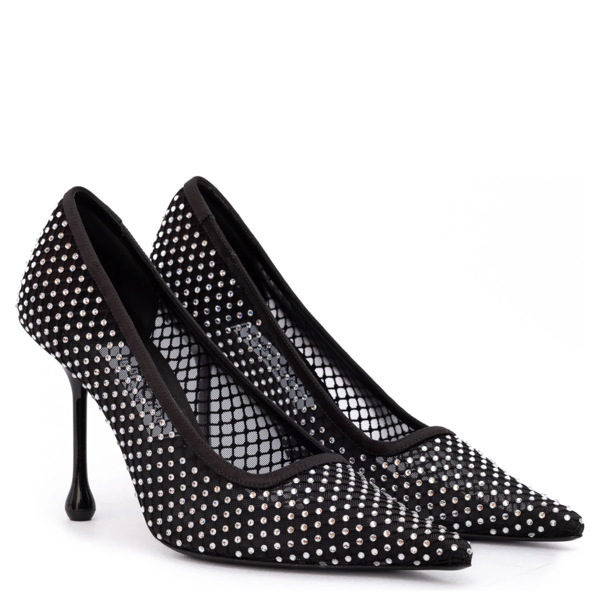 Black Mesh Satin Crystal Ixia 95 Pumps