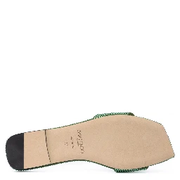 Green Satin Crystal Clovis Flat