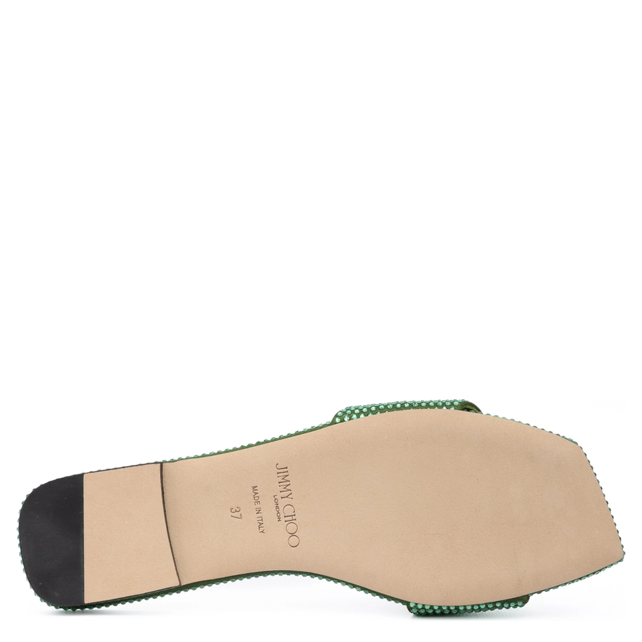 Green Satin Crystal Clovis Flat