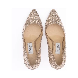 Honey Gold Shimmer Suede Crystals Romy 85 pumps