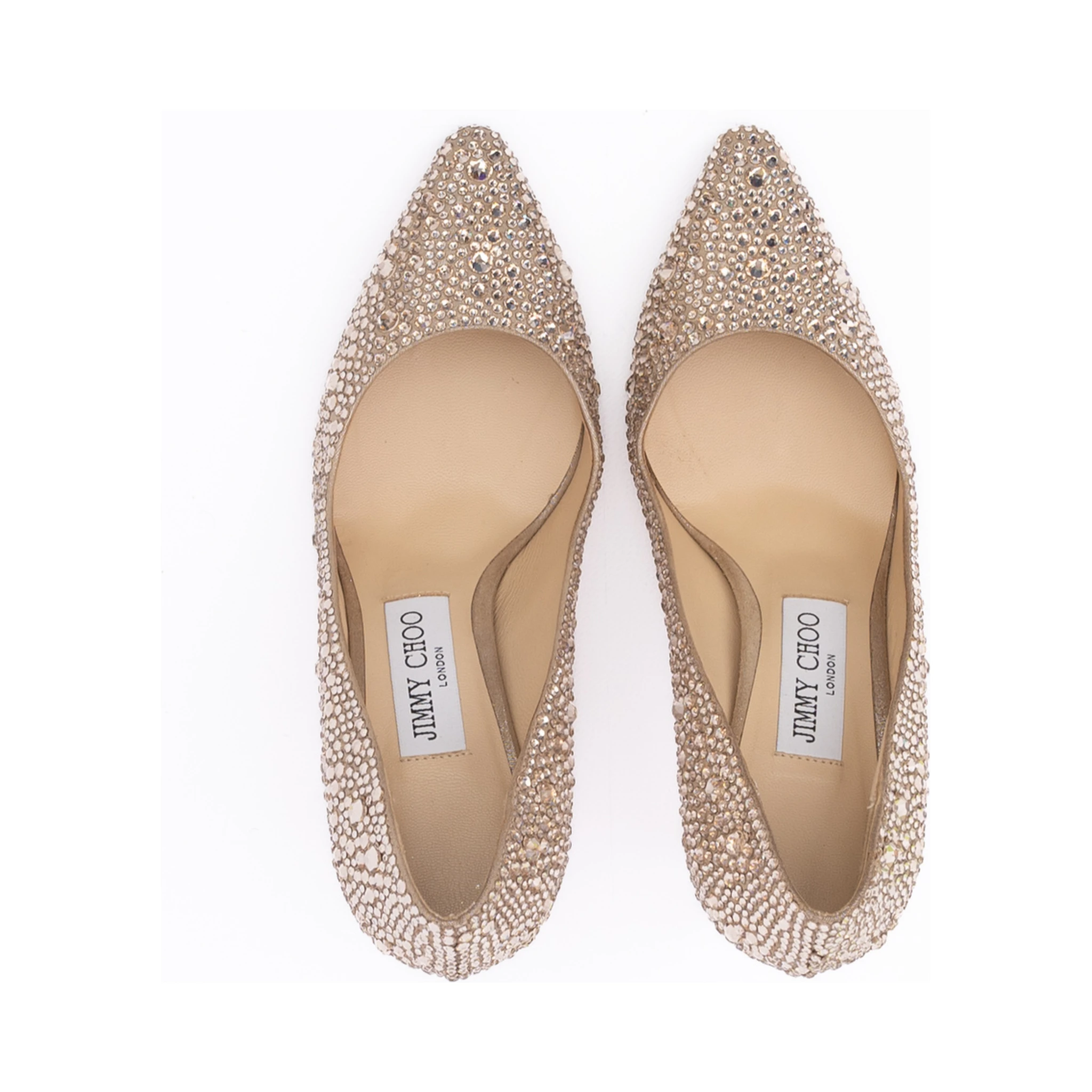 Honey Gold Shimmer Suede Crystals Romy 85 pumps