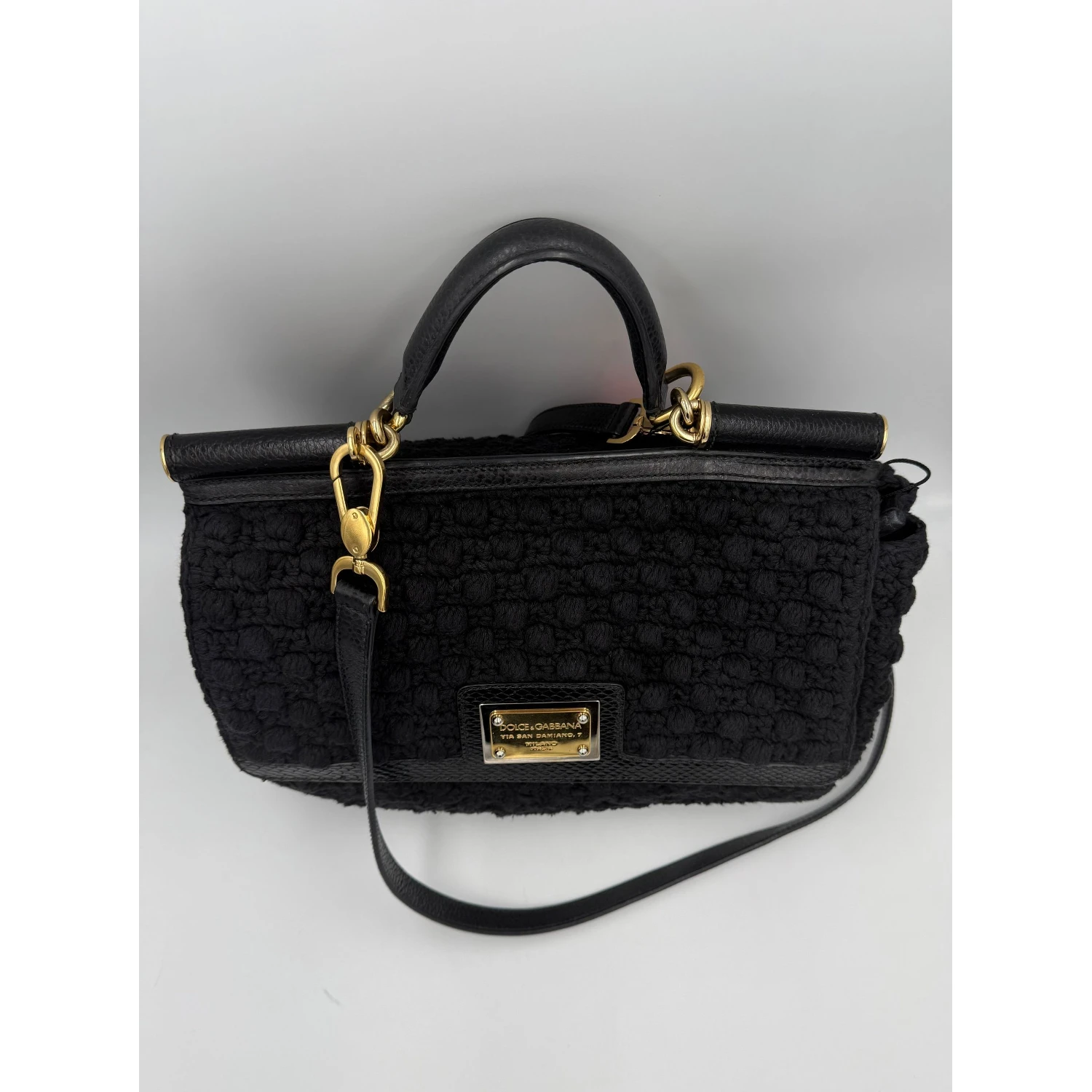 DOLCE & GABBANA Sicily Python and Macramé Handbag