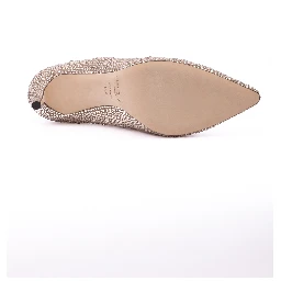 Honey Gold Shimmer Suede Crystals Romy 85 pumps