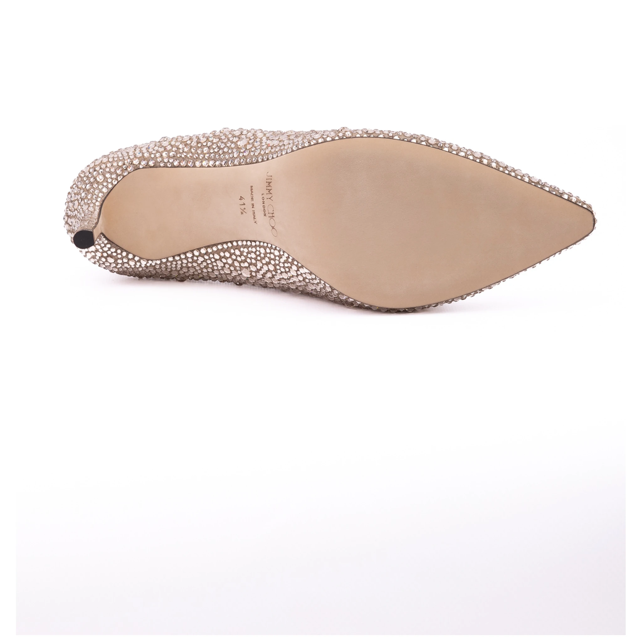 Honey Gold Shimmer Suede Crystals Romy 85 pumps
