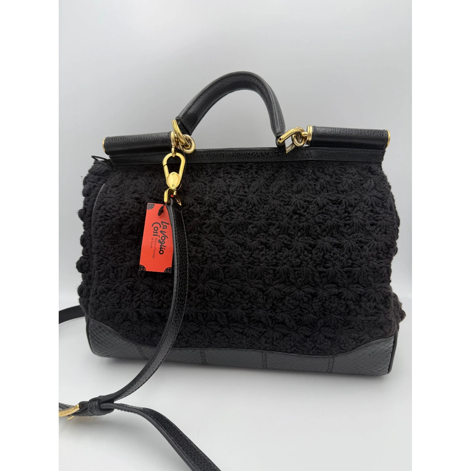 DOLCE & GABBANA Sicily Python and Macramé Handbag