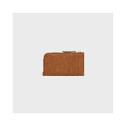 Zippered leather Triomphe cards holder