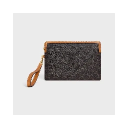 Triomphe pouch in leather and canvas