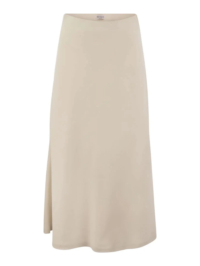 Beige Viscose Long Skirt