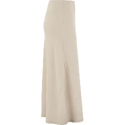 Beige Viscose Long Skirt