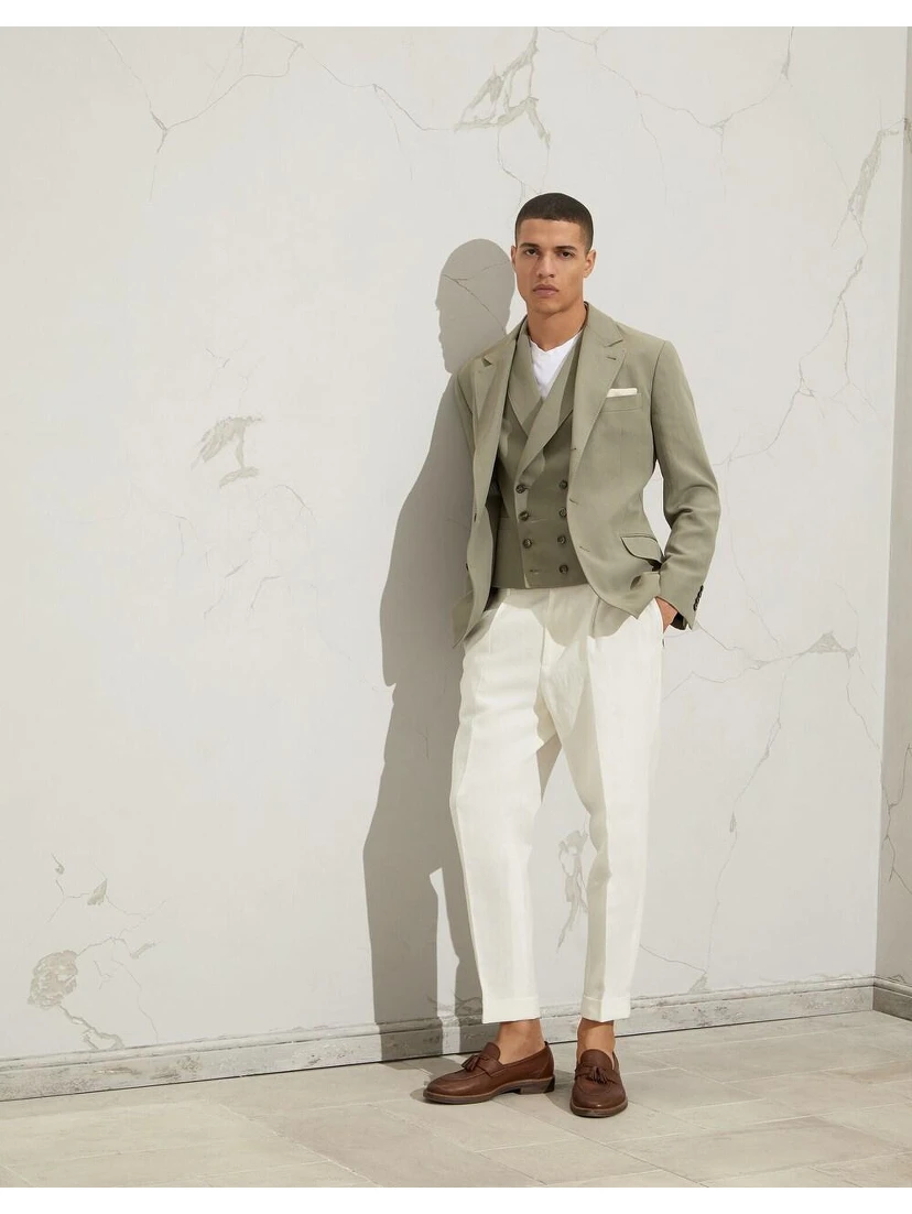 Army Linen Sleveless Jacket