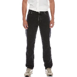 Blue Cotton Straight-Leg Jeans