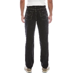 Blue Cotton Straight-Leg Jeans