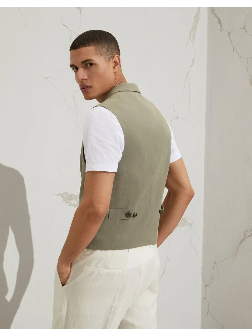 Army Linen Sleveless Jacket