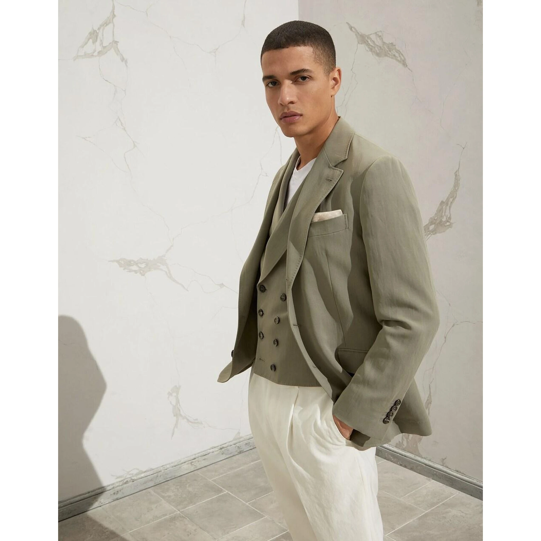 Army Linen Sleveless Jacket