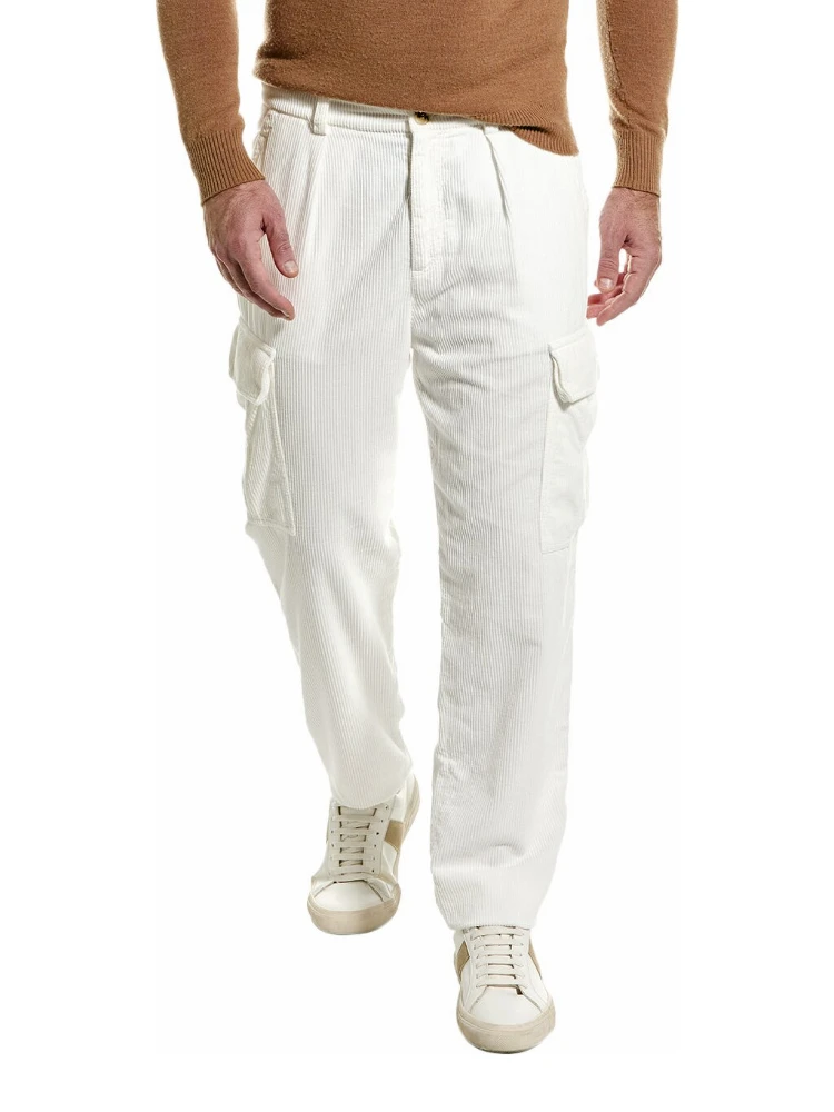White Cotton Cargo Pants