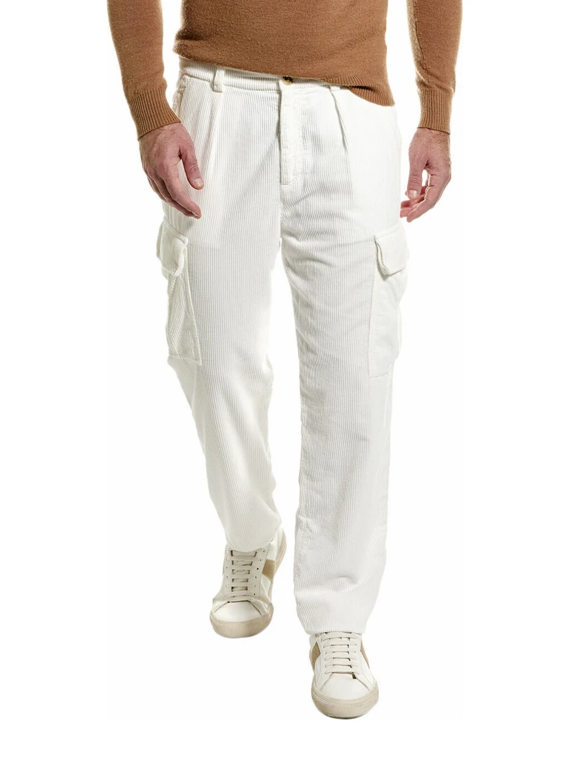White Cotton Cargo Pants