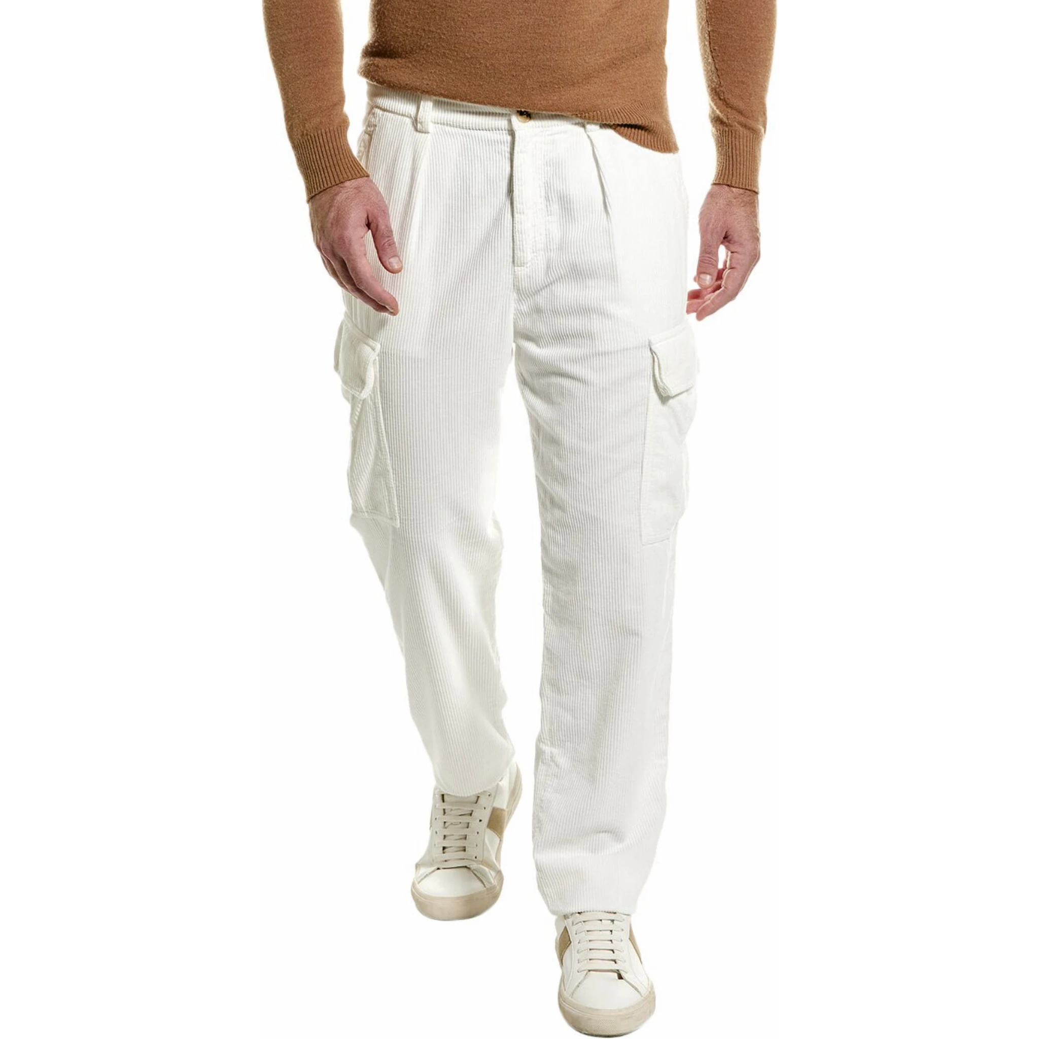 White Cotton Cargo Pants