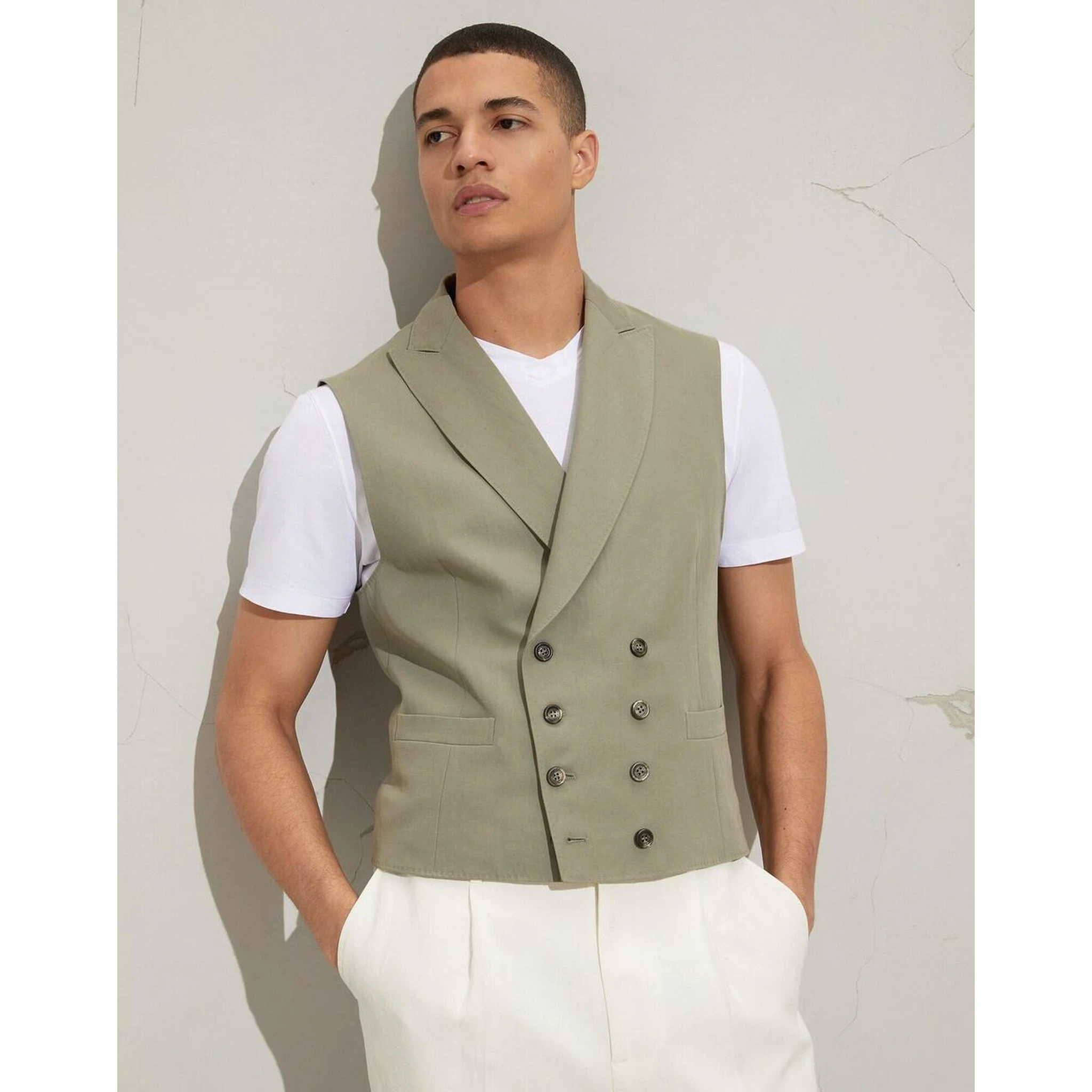 Army Linen Sleveless Jacket