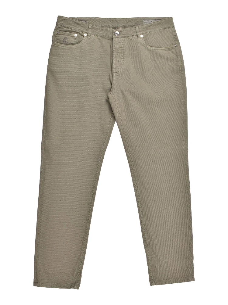 Green Cotton Straight-Leg Jeans