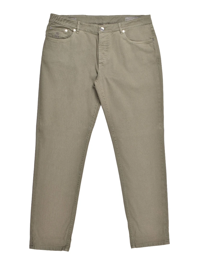 Green Cotton Straight-Leg Jeans