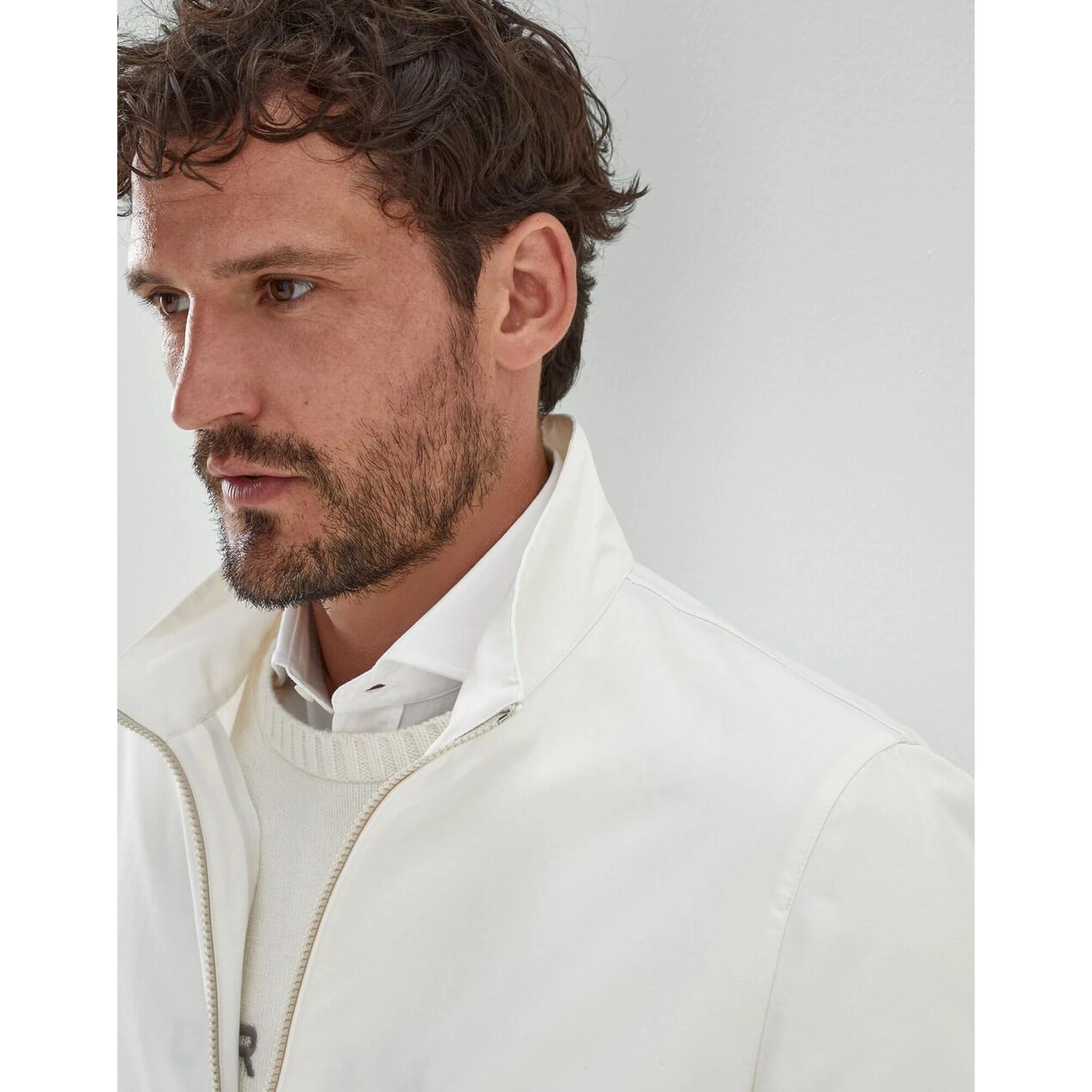 Beige Cotton Full-Length Jacket