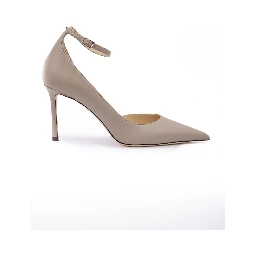 Taupe Grey Calf Leather Leona 85 Pumps