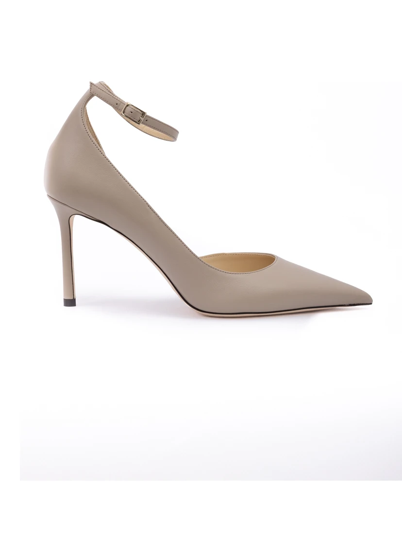 Taupe Grey Calf Leather Leona 85 Pumps