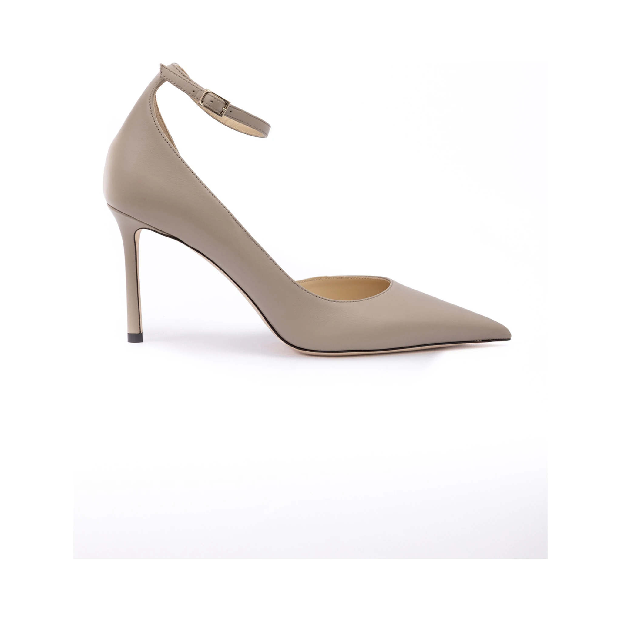 Taupe Grey Calf Leather Leona 85 Pumps