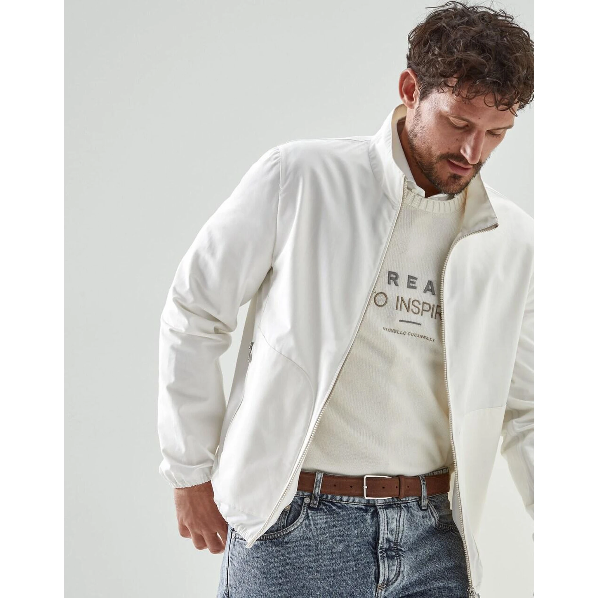 Beige Cotton Full-Length Jacket