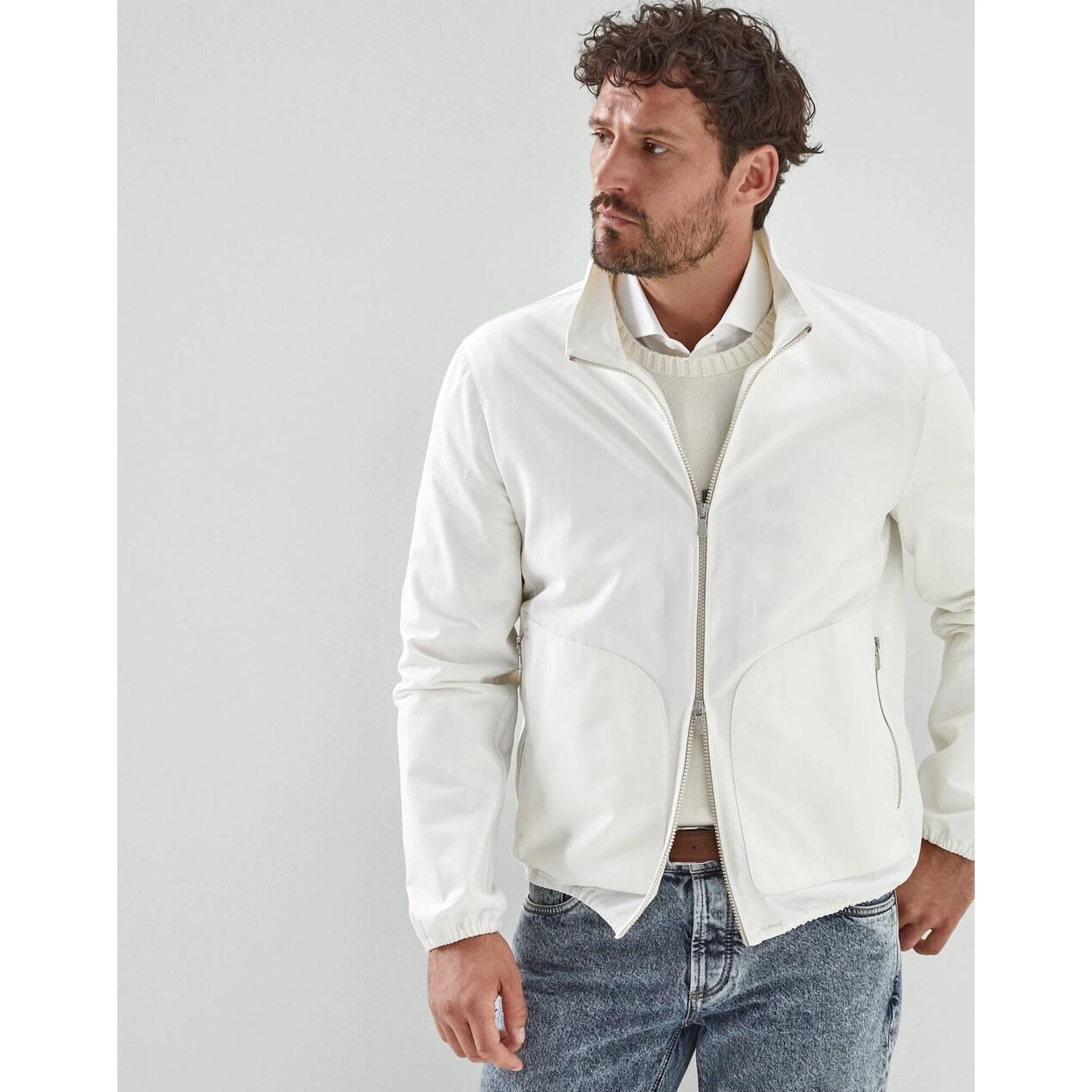 Beige Cotton Full-Length Jacket