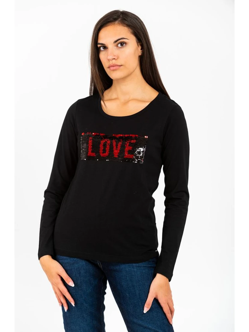 Black Cotton Long Sleeve T-Shirt