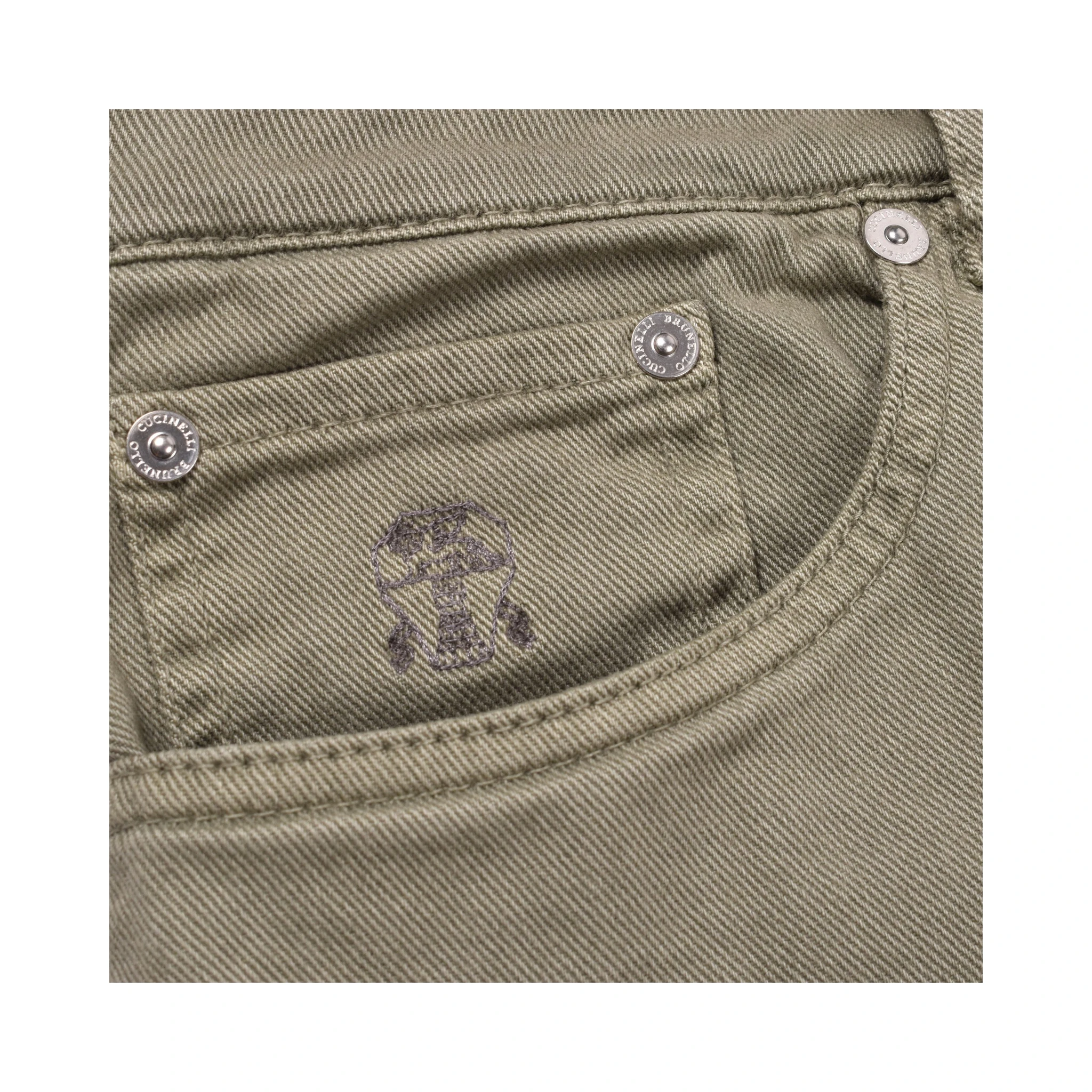 Green Cotton Straight-Leg Jeans