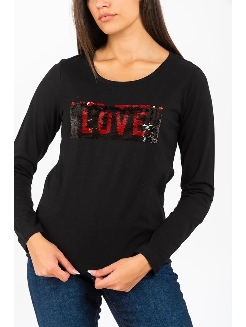 Black Cotton Long Sleeve T-Shirt