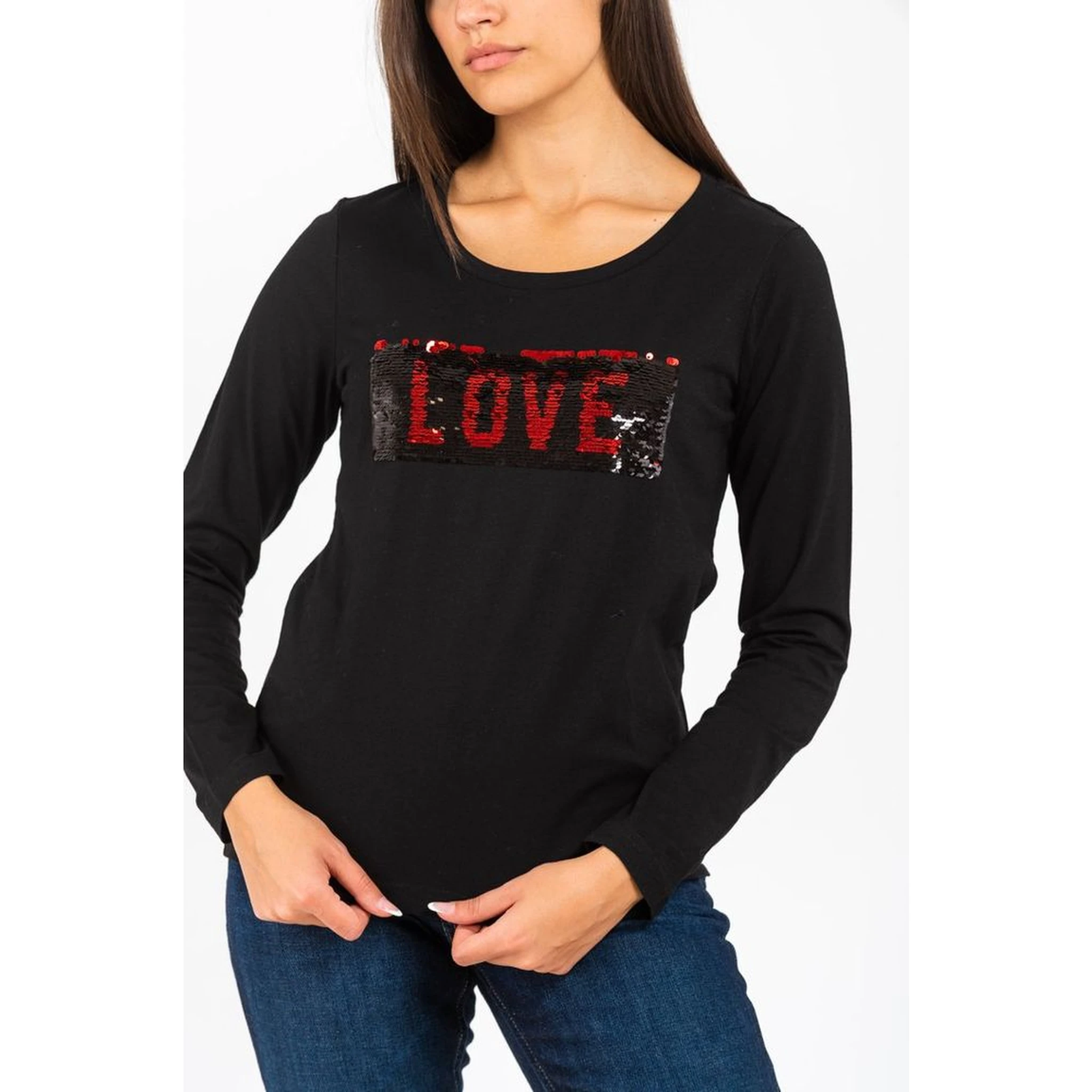 Black Cotton Long Sleeve T-Shirt
