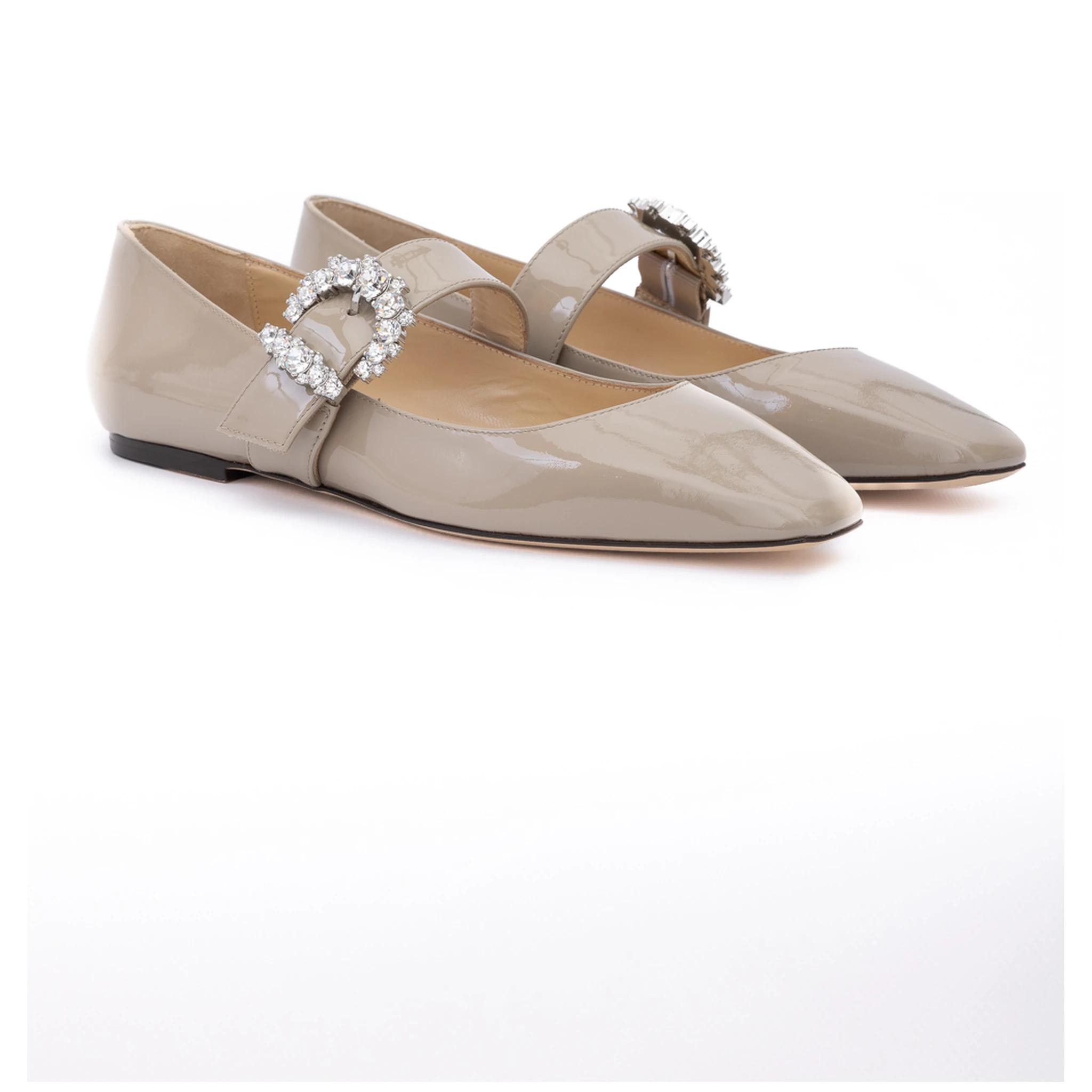 Taupe Grey Patent Leather Chery Ballet Flat
