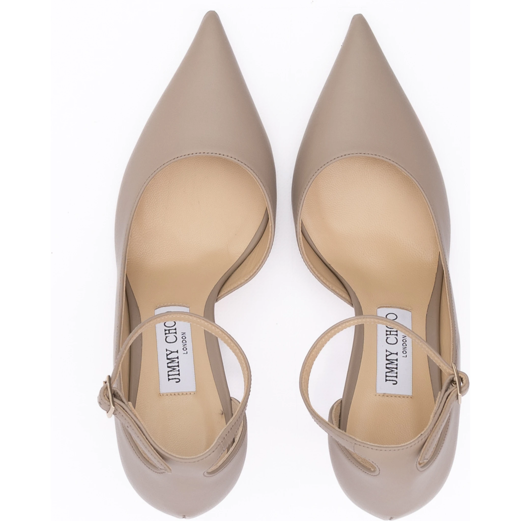 Taupe Grey Calf Leather Leona 85 Pumps