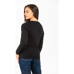 Black Cotton Long Sleeve T-Shirt