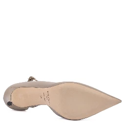 Taupe Grey Calf Leather Leona 85 Pumps