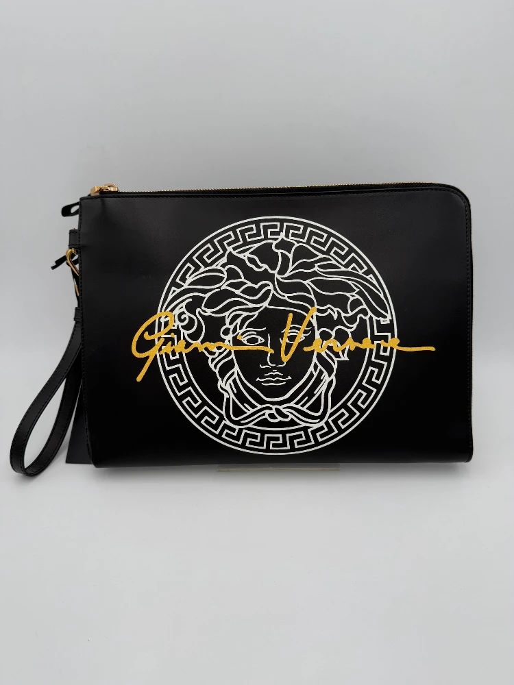 VERSACE LA MEDUSA Signature Leather Clutch