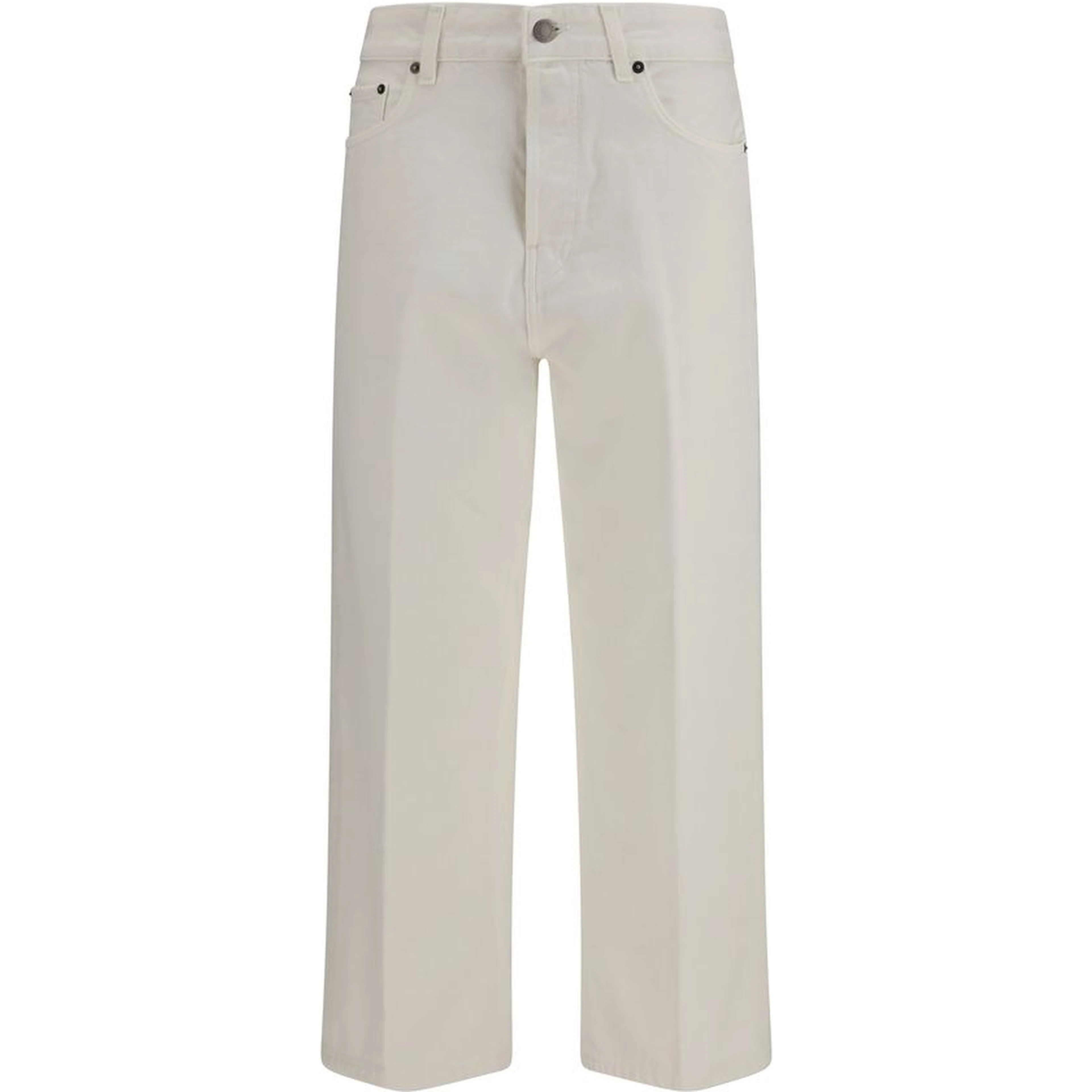 White Cotton Relaxed Fit Jeans