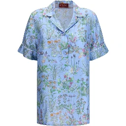 Blue Silk Pattern Shirt