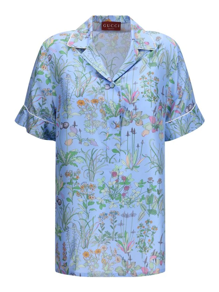 Blue Silk Pattern Shirt