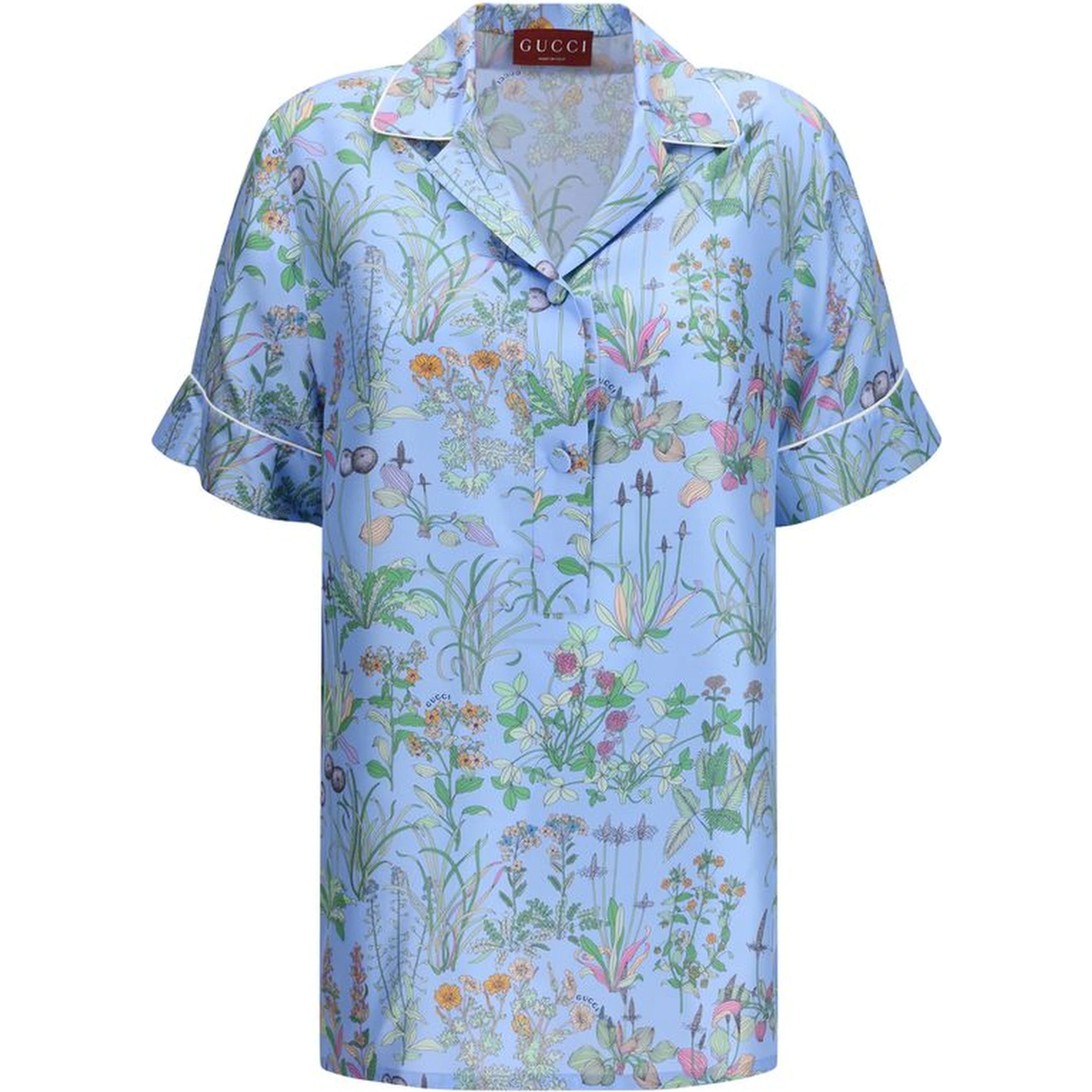 Blue Silk Pattern Shirt