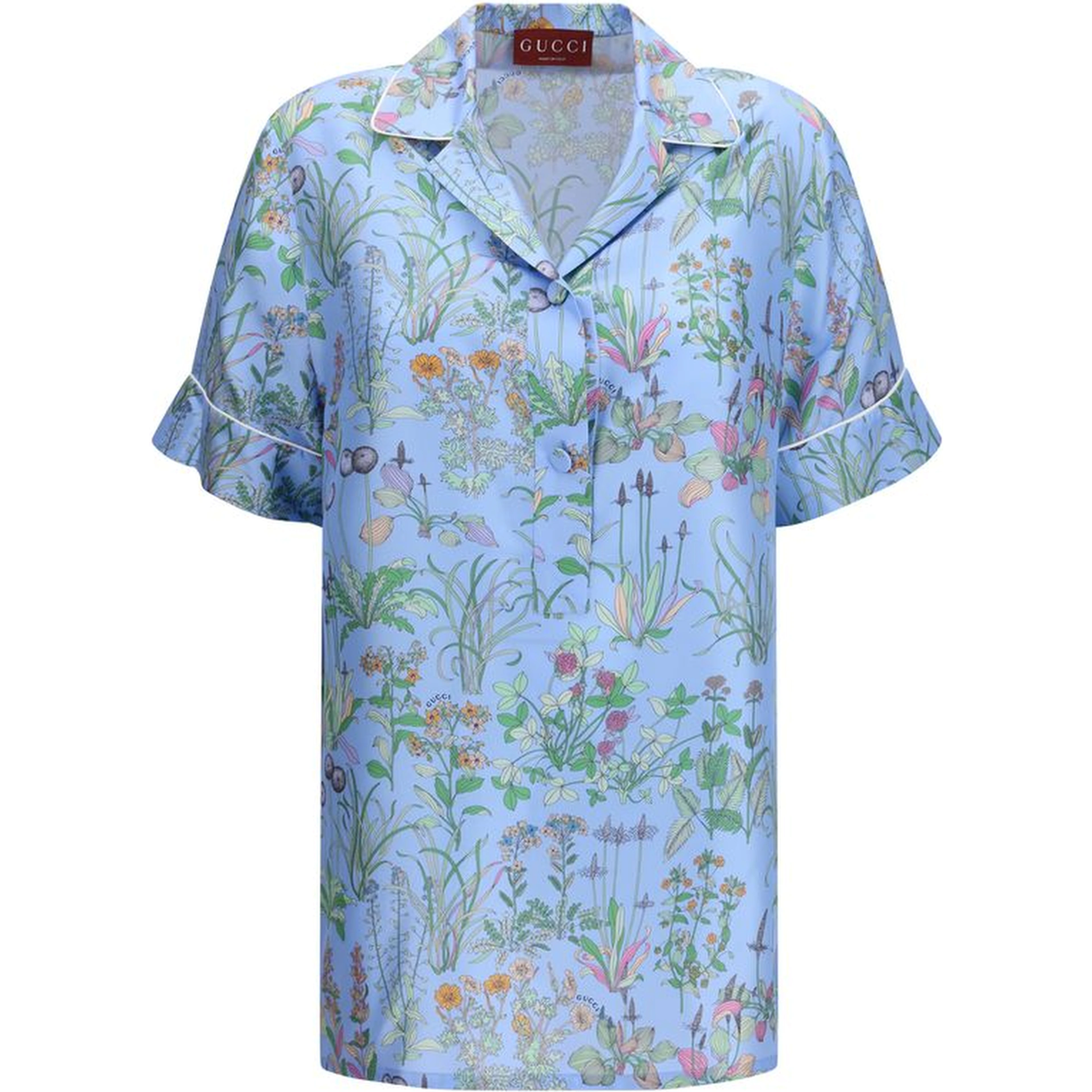 Blue Silk Pattern Shirt